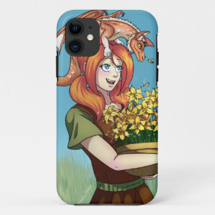 Gathering Flowers with a Dragon iPhone 11 Case