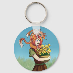 Gathering Flowers with a Dragon Key Ring