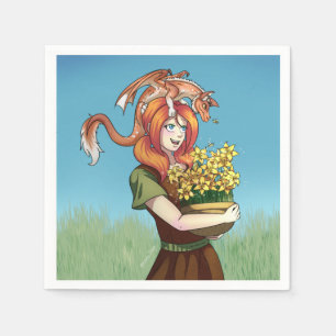 Gathering Flowers with a Dragon Napkin