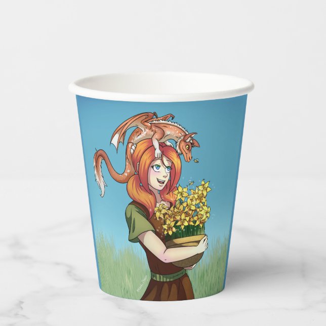 Gathering Flowers with a Dragon Paper Cups (Front)