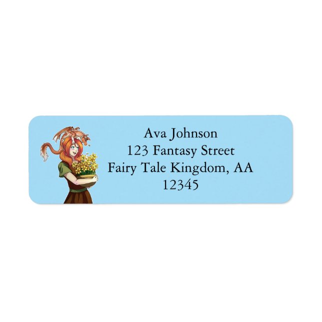 Gathering Flowers with a Dragon Return Address Label (Front)
