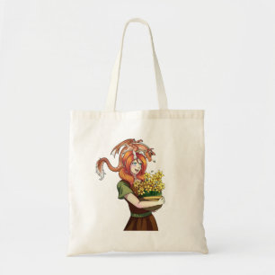 Gathering Flowers with a Dragon Tote Bag