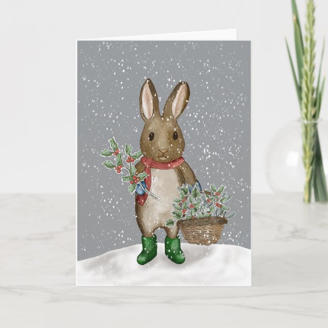 Gathering Greenery in the Snow Holiday Card (Front)