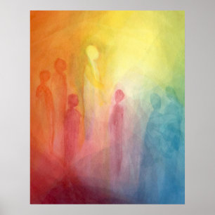 Gathering in the light watercolor painting poster
