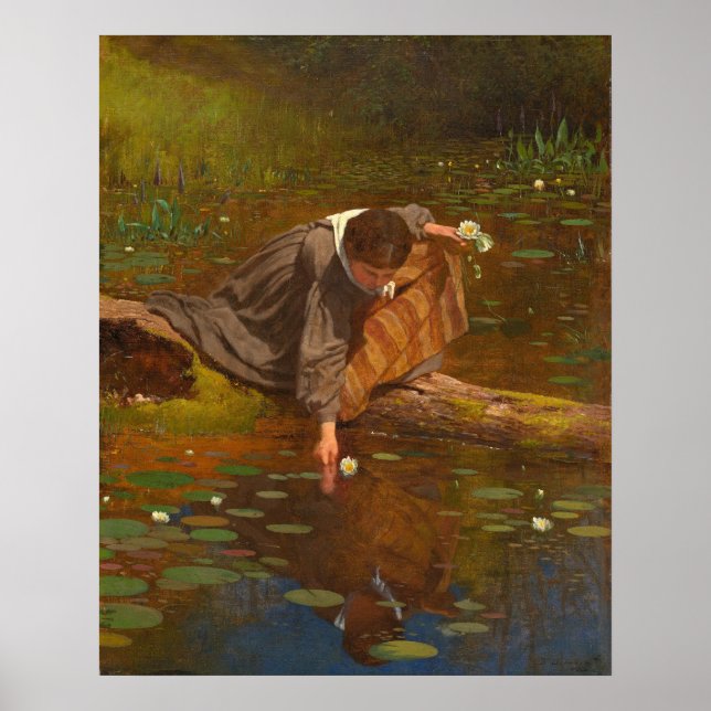 Gathering Lilies - Eastman Johnson Fine Art Poster (Front)