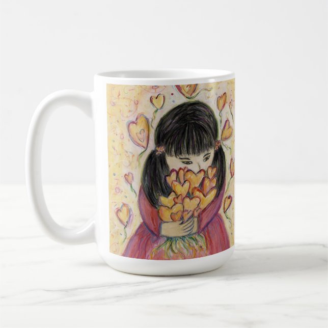 Gathering Love Hearts Art Coffee Cup (Left)