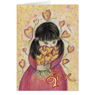 Gathering Love Hearts Art Greeting Note Cards