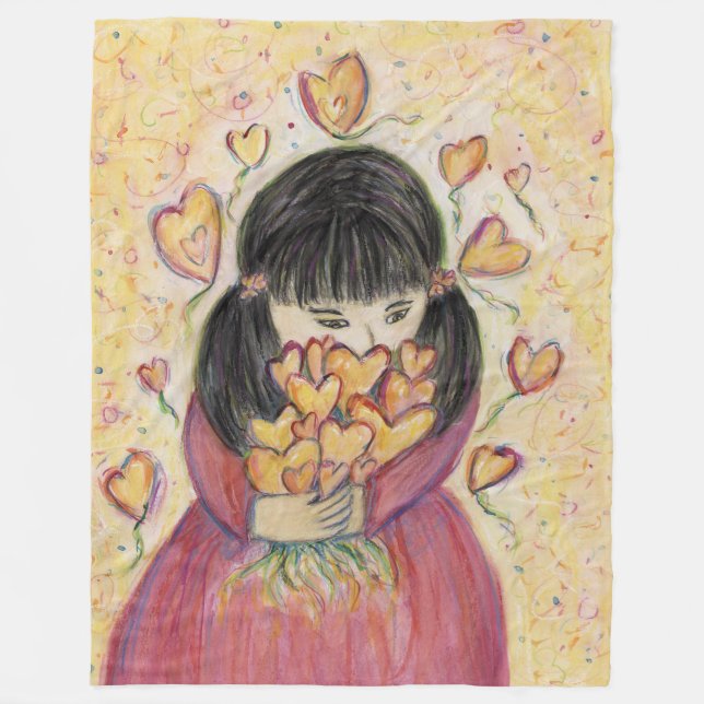 Gathering Love Hearts Soft Fleece Cosy Blanket (Front)