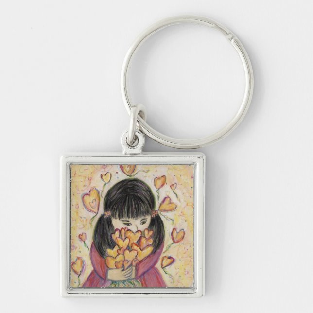 Gathering Love Hearts Square Keychain (Front)