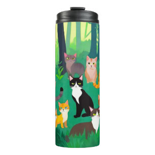 Gathering of Cats in a Shady Forest Glade Thermal Tumbler