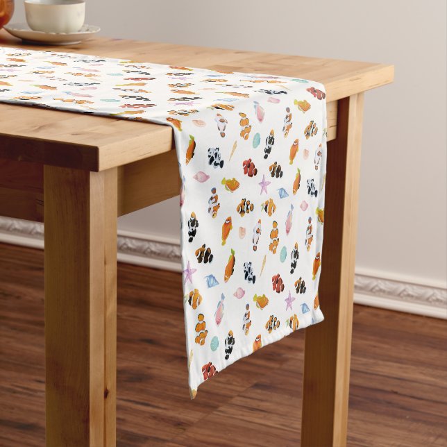 Gathering of Clownfish | Ocean Art Design Short Table Runner (In Situ)