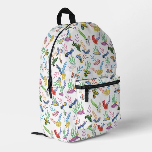 Gathering of Nudibranchs | Ocean Art Design Printed Backpack (Back Corner Left)