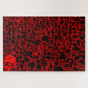 Gathering of Skulls Black and Red 1014 Piece Jigsaw Puzzle