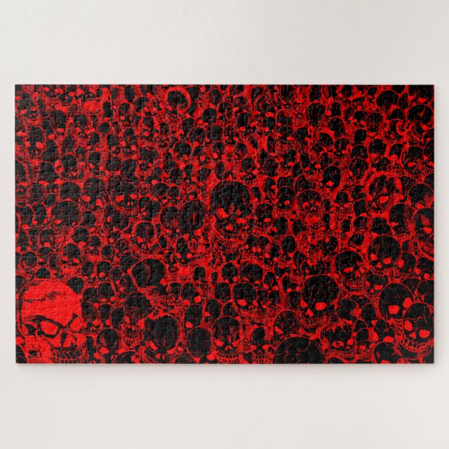Gathering of Skulls Black and Red 1014 Piece Jigsaw Puzzle (Horizontal)