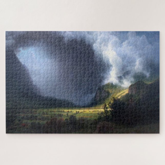 Gathering Storm in the Valley, Albert Bierstadt Jigsaw Puzzle (Horizontal)