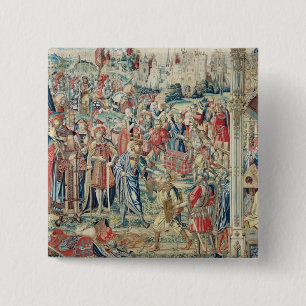 Gathering the Booty, Tapestry of David and Bathshe 15 Cm Square Badge