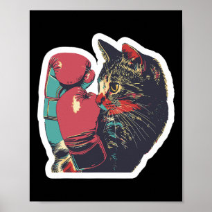 Gatito De Boxeo Cool Boxer Cat Boxing Gloves And C Poster