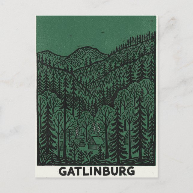 Gatlinburg Line drawing Postcard (Front)