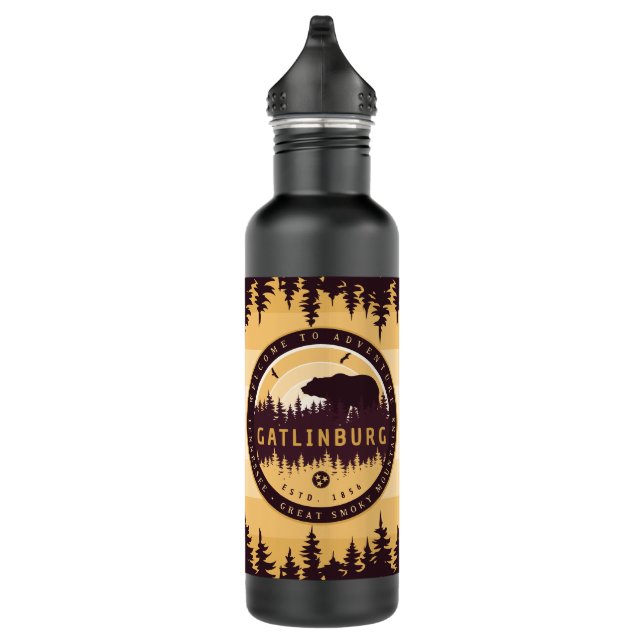 Gatlinburg Tennessee Bear Pine Trees Nature 710 Ml Water Bottle (Right)