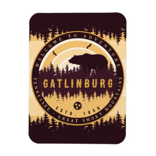 Gatlinburg Tennessee Bear Pine Trees Nature Magnet