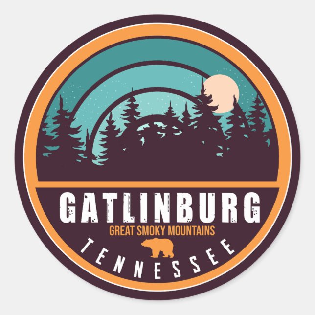 Gatlinburg Tennessee Bear Smoky Mountains Classic Round Sticker (Front)