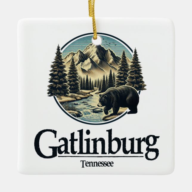 Gatlinburg Tennessee Great Smoky Mountains Ceramic Ornament (Front)