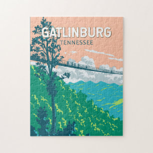 Gatlinburg Tennessee Illustration Travel Art Jigsaw Puzzle