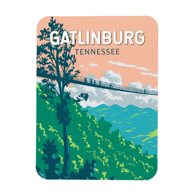 Gatlinburg Tennessee Illustration Travel Art Magnet (Vertical)