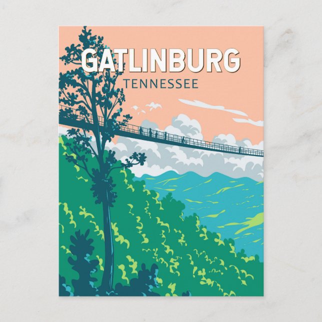 Gatlinburg Tennessee Illustration Travel Art Postcard (Front)