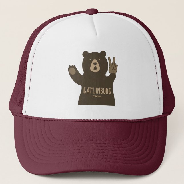 Gatlinburg Tennessee Peace Bear Trucker Hat (Front)