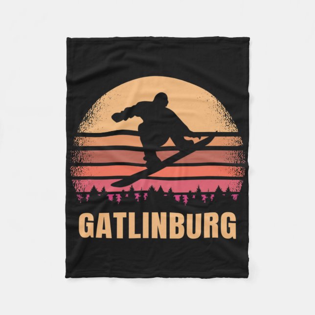 Gatlinburg Tennessee Snowboarding Outdoor Vintage  Fleece Blanket (Front)