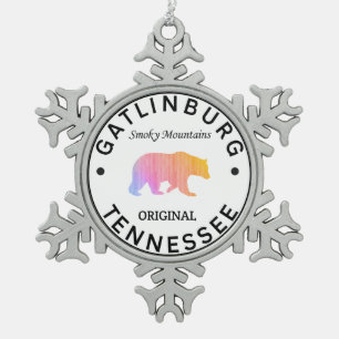 Gatlinburg Tennessee Snowflake Pewter Christmas Ornament
