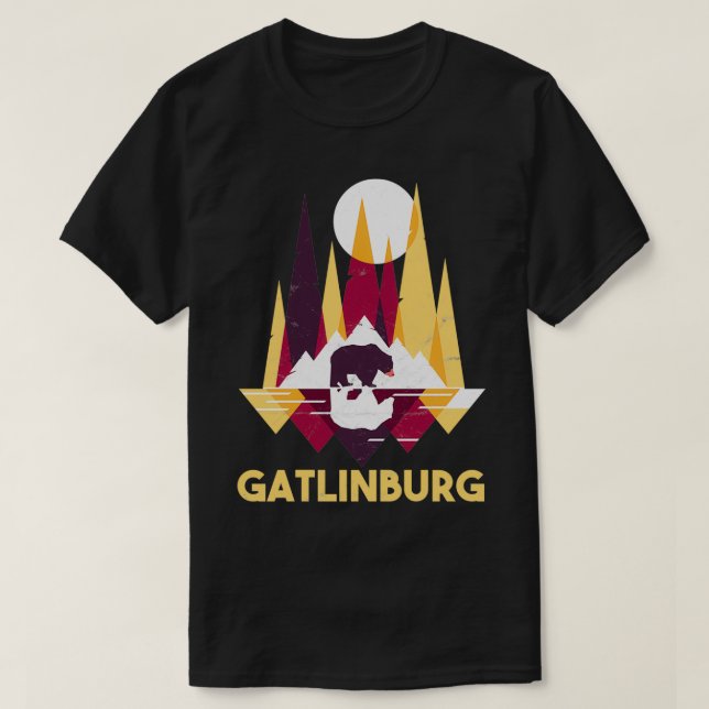 Gatlinburg Tennessee TN Great Smoky MOuntains Blac T-Shirt (Design Front)