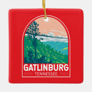 Gatlinburg Tennessee Travel Art Emblem Ceramic Ornament