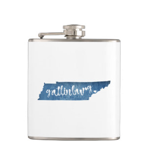 Gatlinburg Tennessee Wood Grain Hip Flask