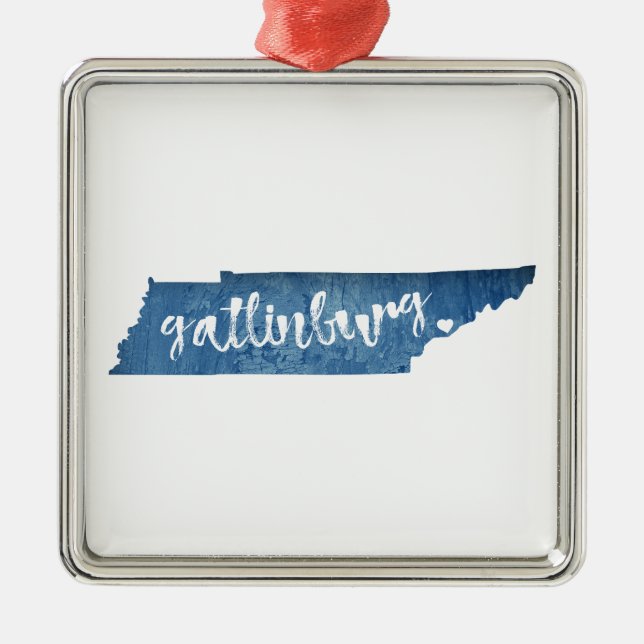 Gatlinburg Tennessee Wood Grain Metal Ornament (Front)