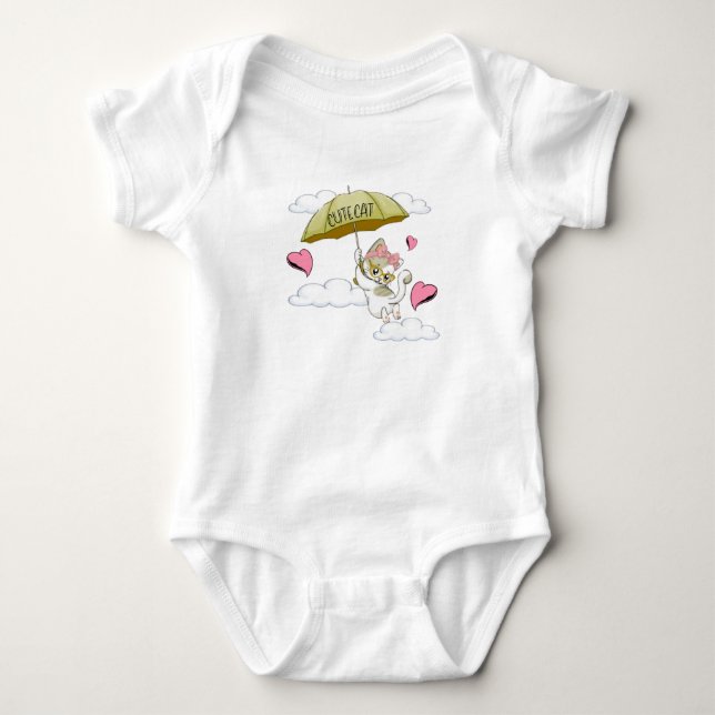 Gato con corazón baby bodysuit (Front)