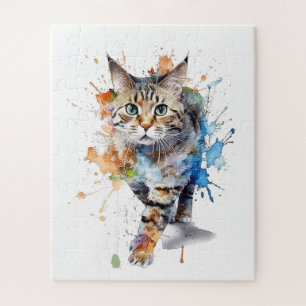 Gato en movimiento: belleza y gracia jigsaw puzzle