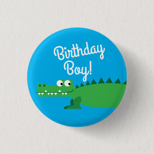 Gator Alligator Crocodile Kids 1st Birthday Party 3 Cm Round Badge