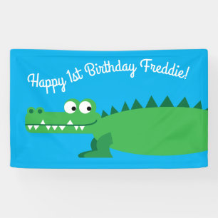 Gator Alligator Crocodile Kids 1st Birthday Party Banner