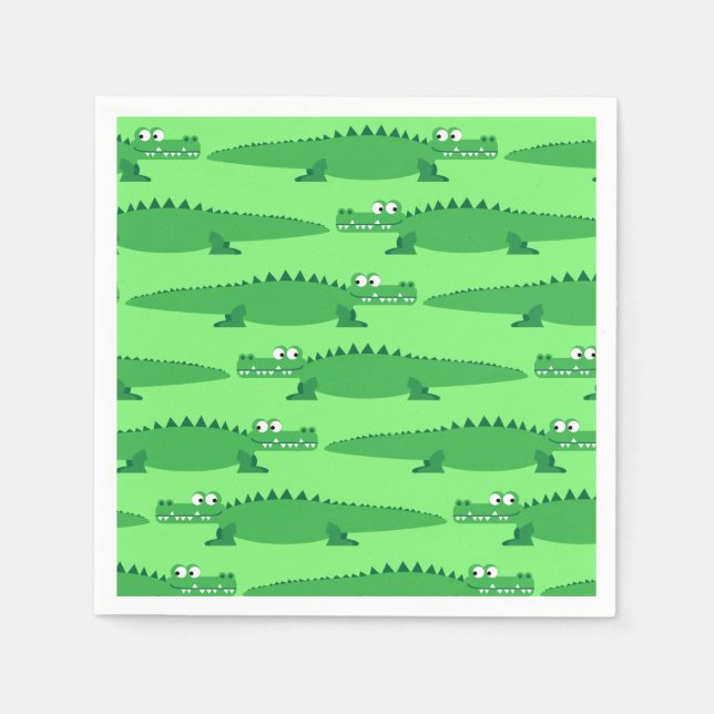 Gator Alligator Crocodile Kids 1st Birthday Party Napkin (Front)