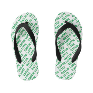 Gator Love Green Tiled Beach Flip Flops