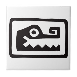 Gator, Mexican hieroglyph(Maya) Ceramic Tile