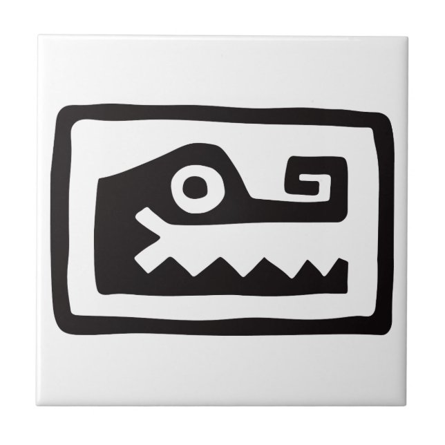 Gator, Mexican hieroglyph(Maya) Ceramic Tile (Front)
