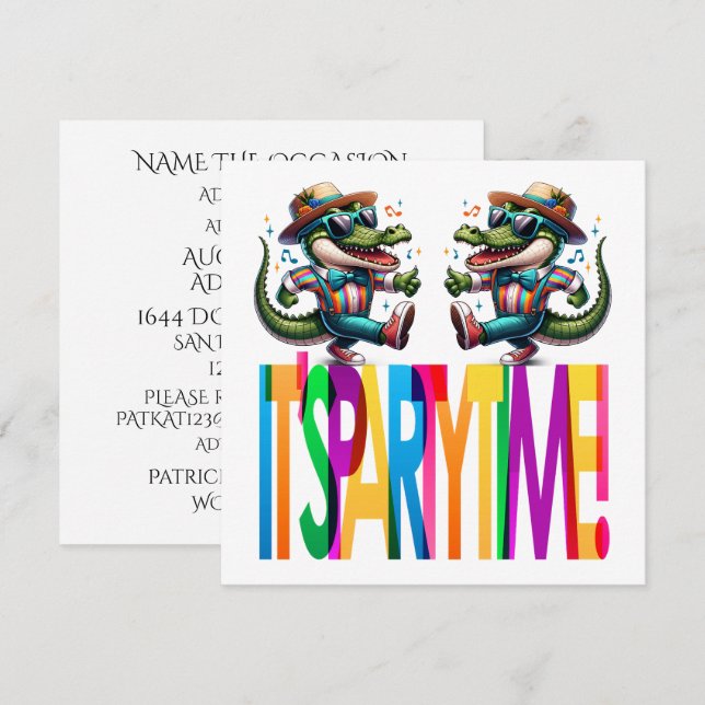Gator Party Time  Invitation (Front/Back)
