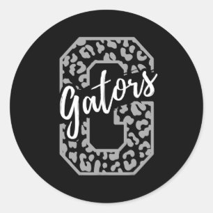 Gators Mascot School Sports Fan Team Spirit Heart  Classic Round Sticker