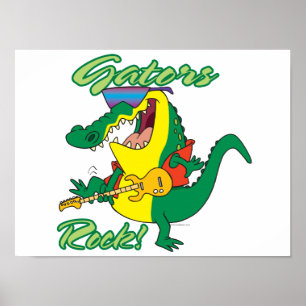 gators rock rock n roll alligator cartoon poster