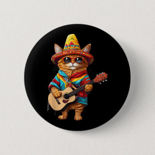 Gatos Before Vatos Mexican Cat Poncho Fiesta Cinco 6 Cm Round Badge
