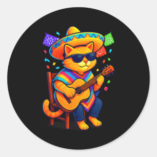 Gatos before vatos mexican cat poncho fiesta cinco classic round sticker