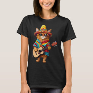 Gatos Before Vatos Mexican Cat Poncho Fiesta Cinco T-Shirt